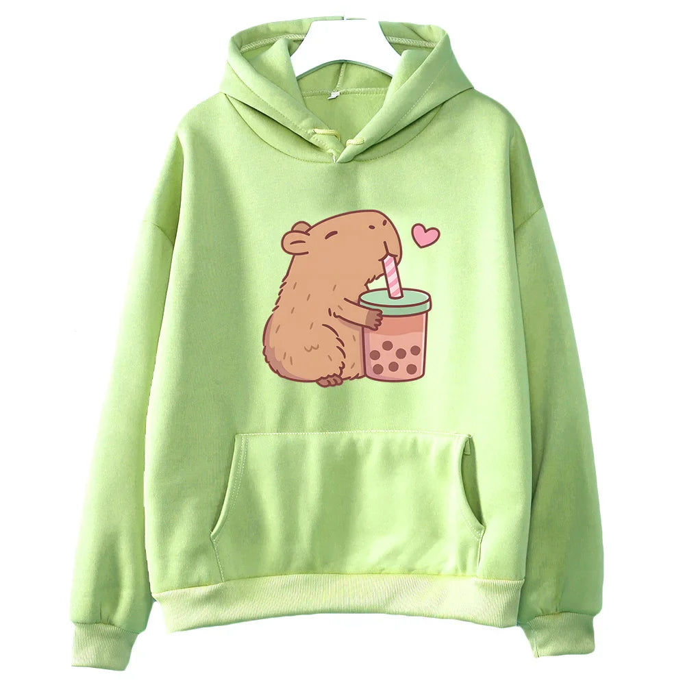 Kawaii Capybara Bubble Tea Hoodie