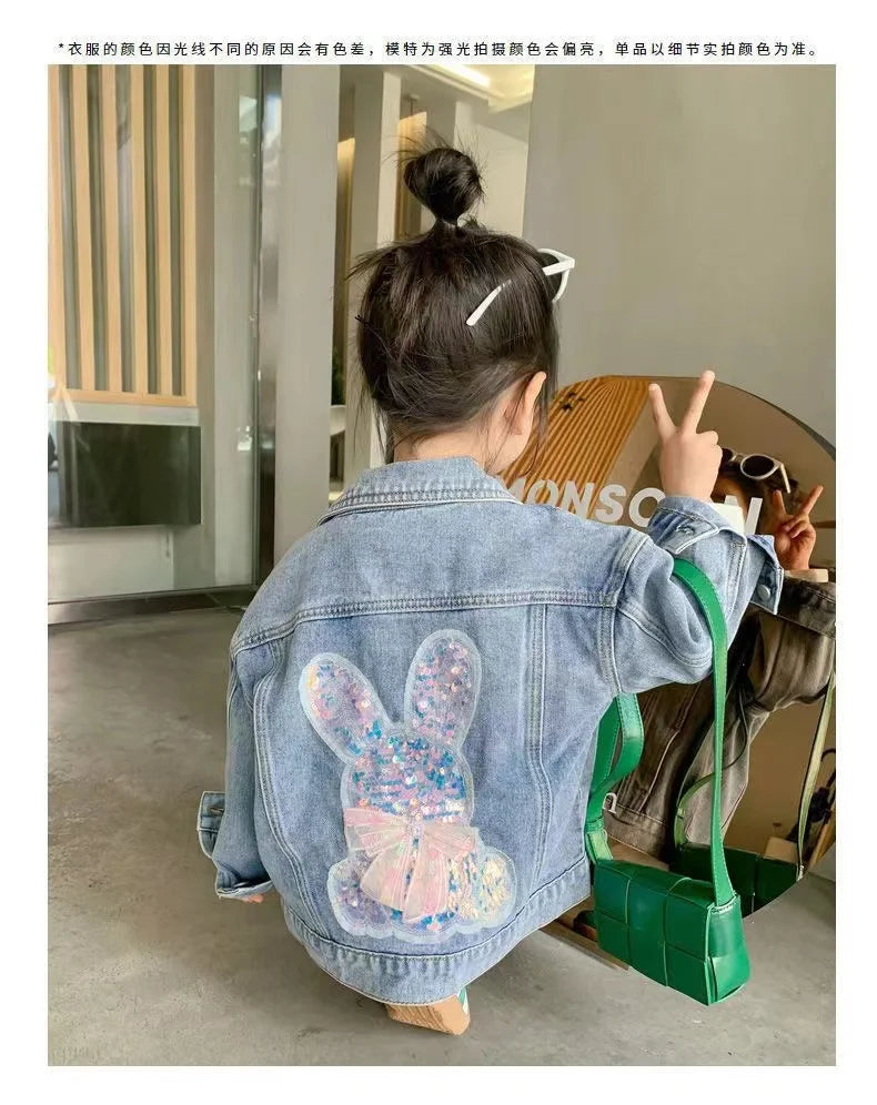 “Baby Bunny” Girls Long Sleeve Denim Coat