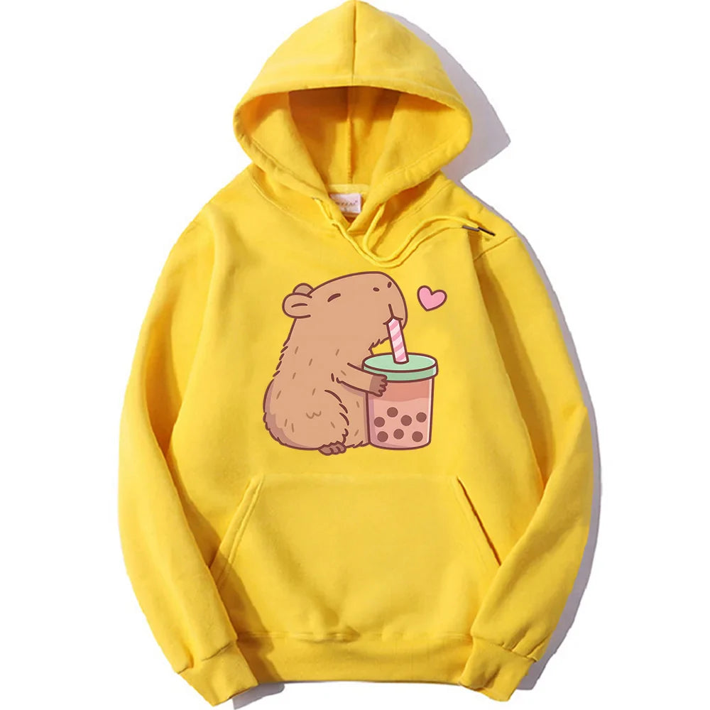 Kawaii Capybara Bubble Tea Hoodie