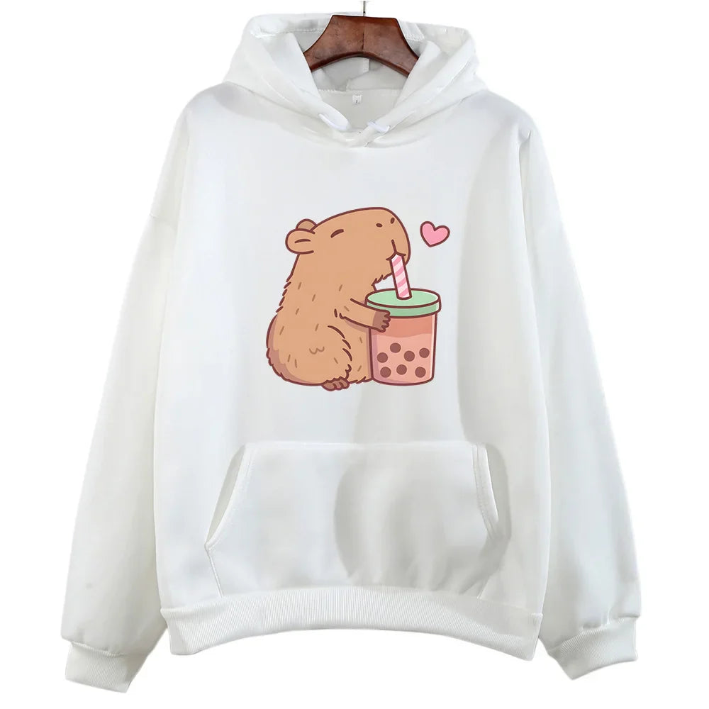 Kawaii Capybara Bubble Tea Hoodie