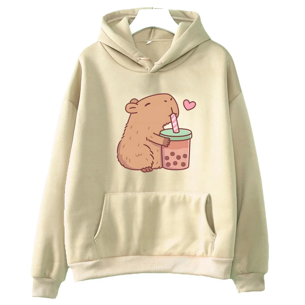 Kawaii Capybara Bubble Tea Hoodie